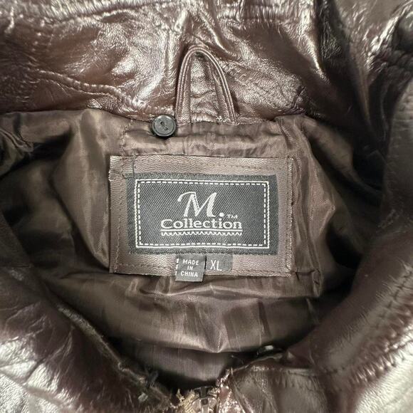 Distressed Vintage M. Collection Genuine Leather Bomber Jacket Size XL - Picture 4 of 8